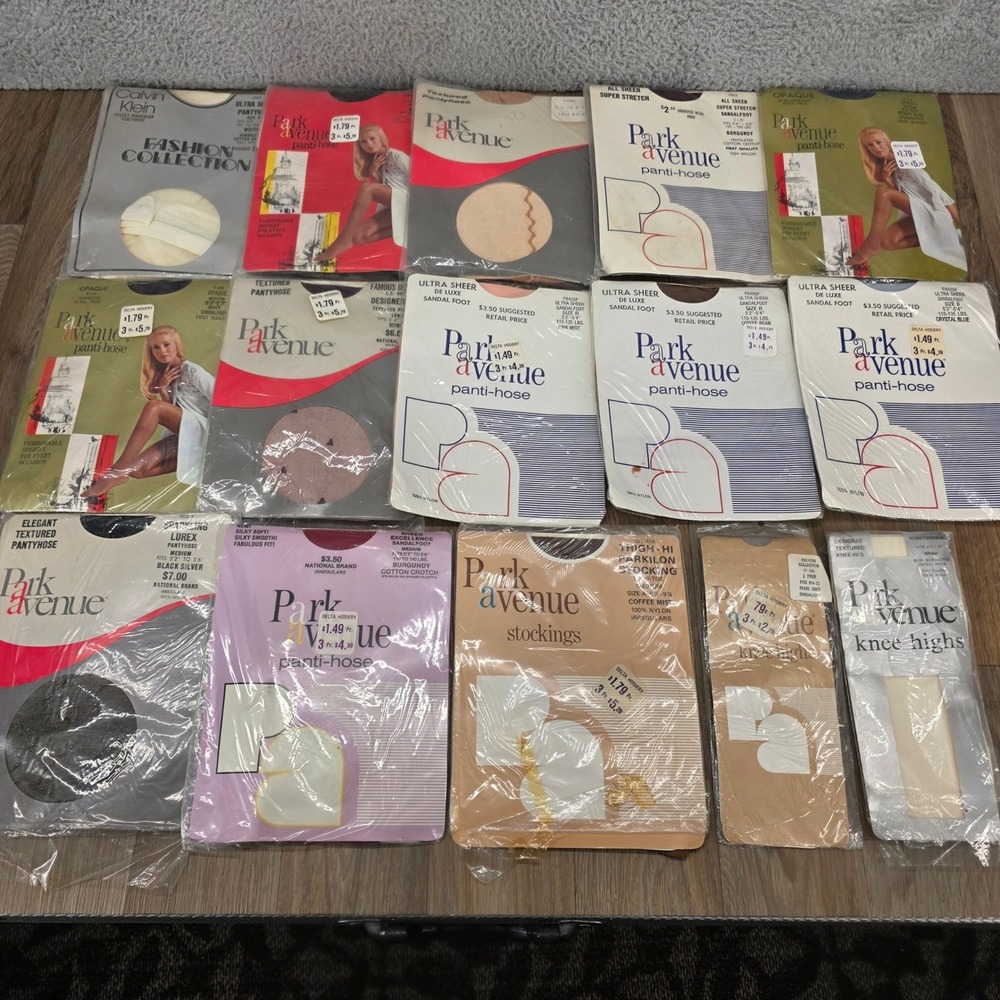 Vintage Hosiery Lot 15 Pc NOS Pantyhose Knee Highs Stockings Park Avenue Sealed‎